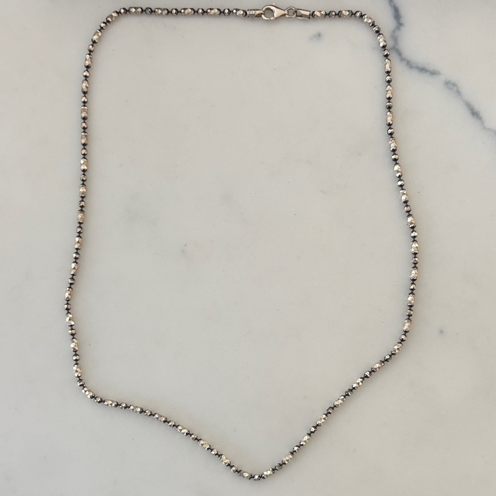 Chic Two-Tone Beaded Necklace: vault item. Stamped Italy 925
